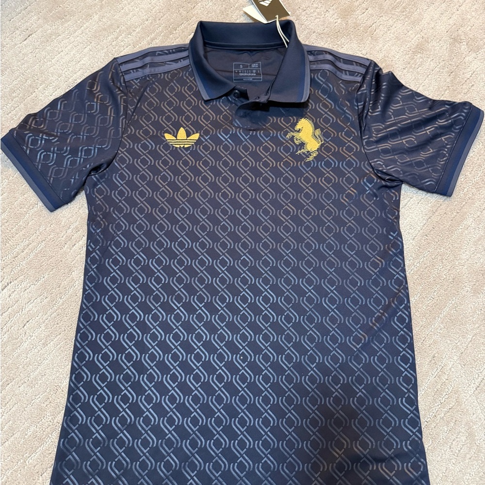 Adidas Juventus Dark Blue Polo with Gold Lion Emblem